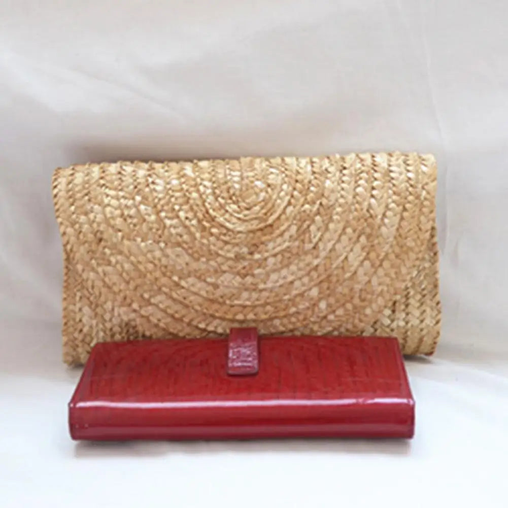 Wheat Straw Woven Summer Handbag Wristlet