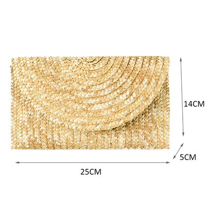 Wheat Straw Woven Summer Handbag Wristlet