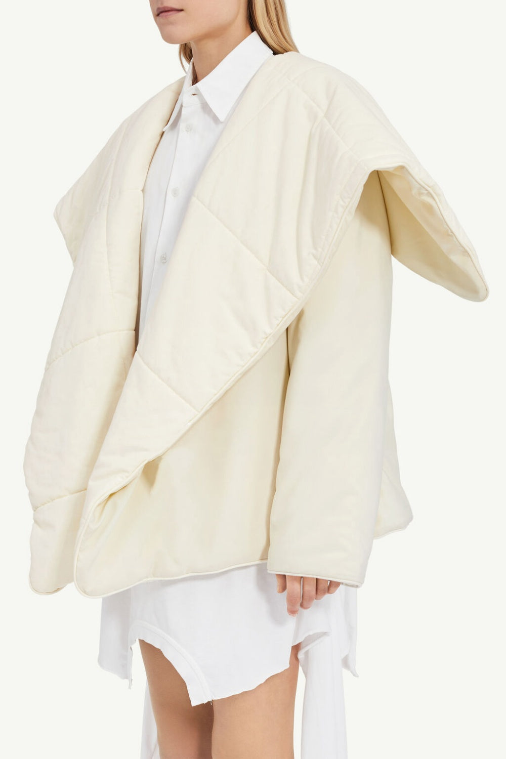 Fern Lapel Padded Jacket - White
