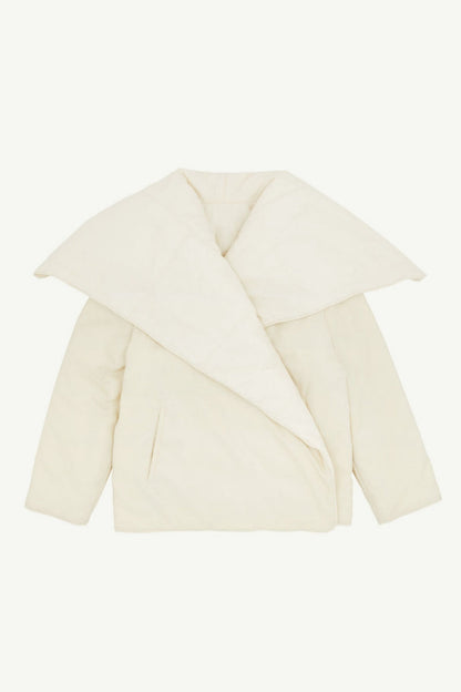 Fern Lapel Padded Jacket - White