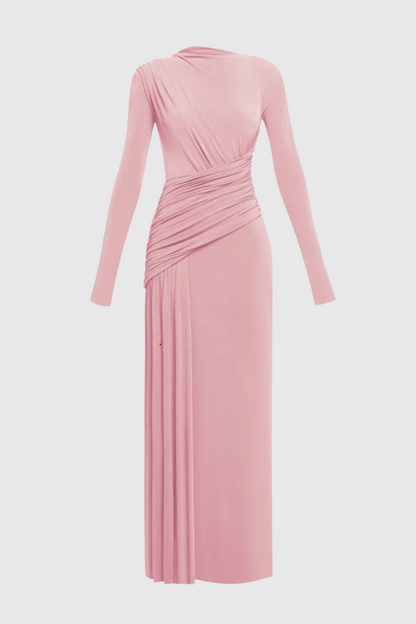 Fiada Draped Long Sleeve Maxi Dress - Pink