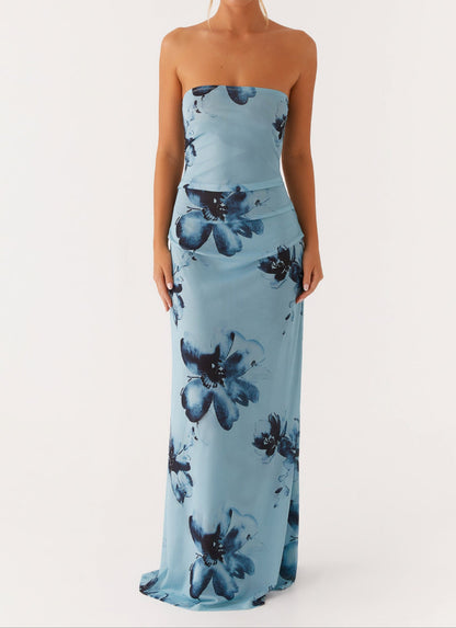 Massima Maxi Dress - Blue Black Floral