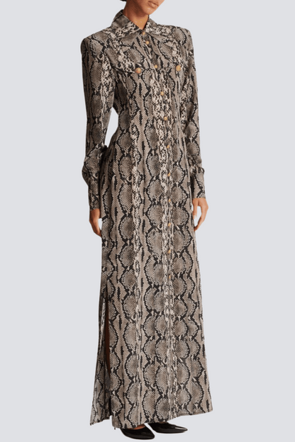 Filis Snake Print Maxi Shirt Dress