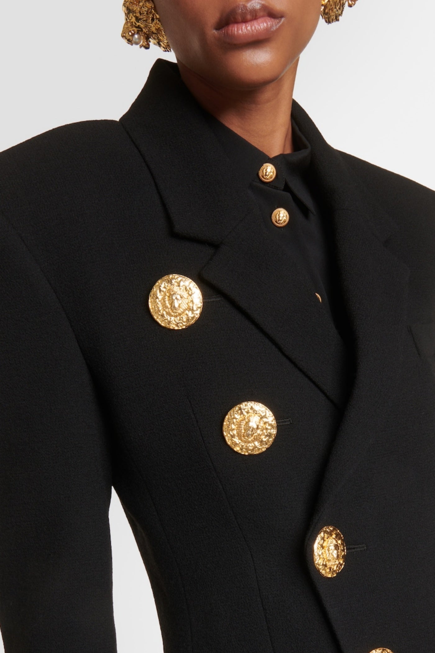 Filitsa Asymmetrical Gold Button Blazer