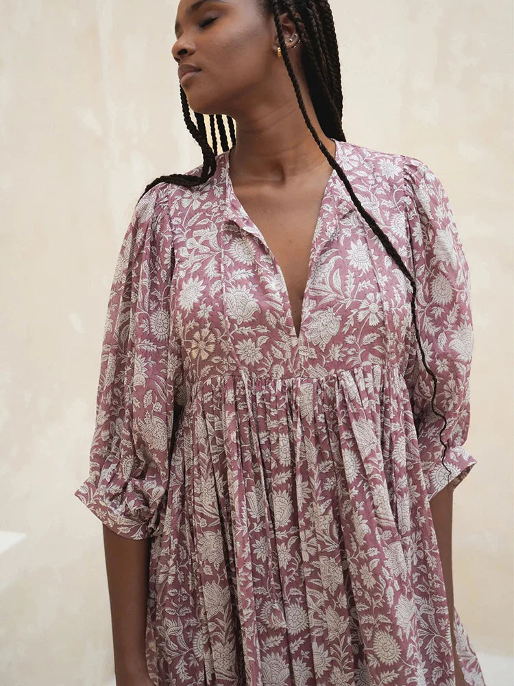 Fitshinling Boho Vintage Lantern Sleeve Dress