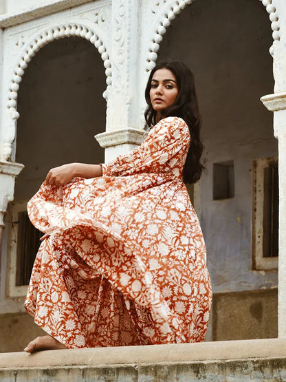 Fitshinling Boho Vintage Lantern Sleeve Dress