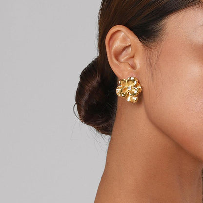 Flora Bloom - Floral Gold Stud Earrings