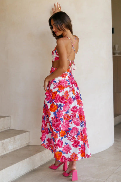 Floral Asymmetric Cami Midi Dress