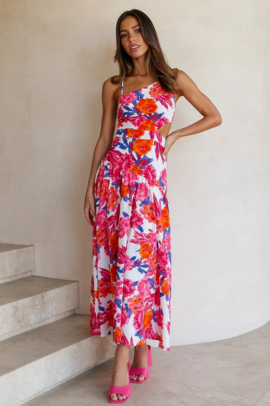 Floral Asymmetric Cami Midi Dress