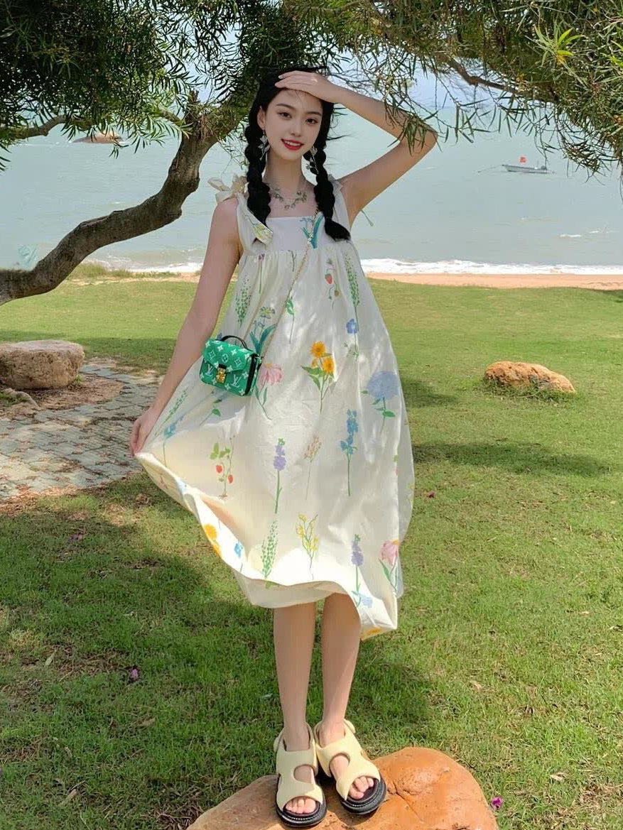 Floral Boho Beach Dress Flowy & Comfortable Summer Maxi