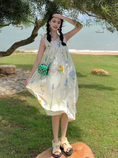 Floral Boho Beach Dress Flowy & Comfortable Summer Maxi