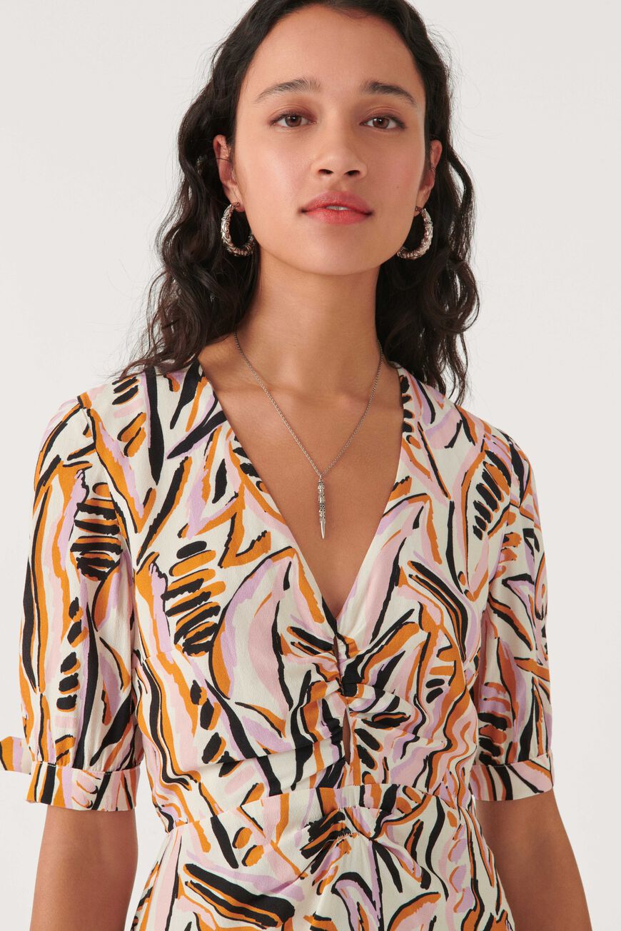 Floral Cut-Out Lace Up Midi Dress