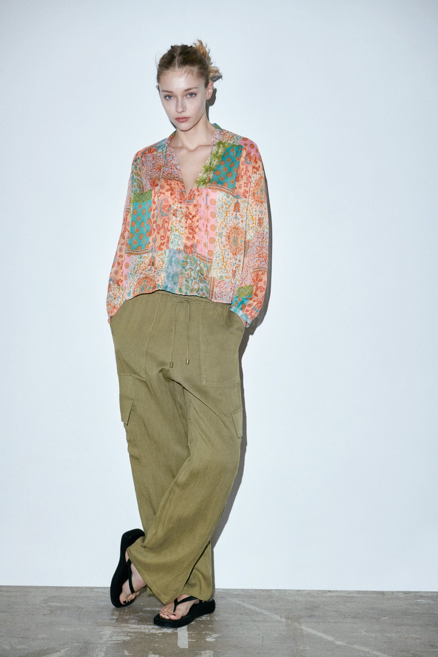 Floral color block Blouse