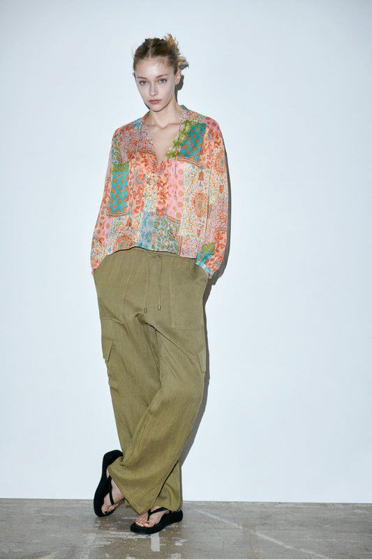 Floral color block Blouse