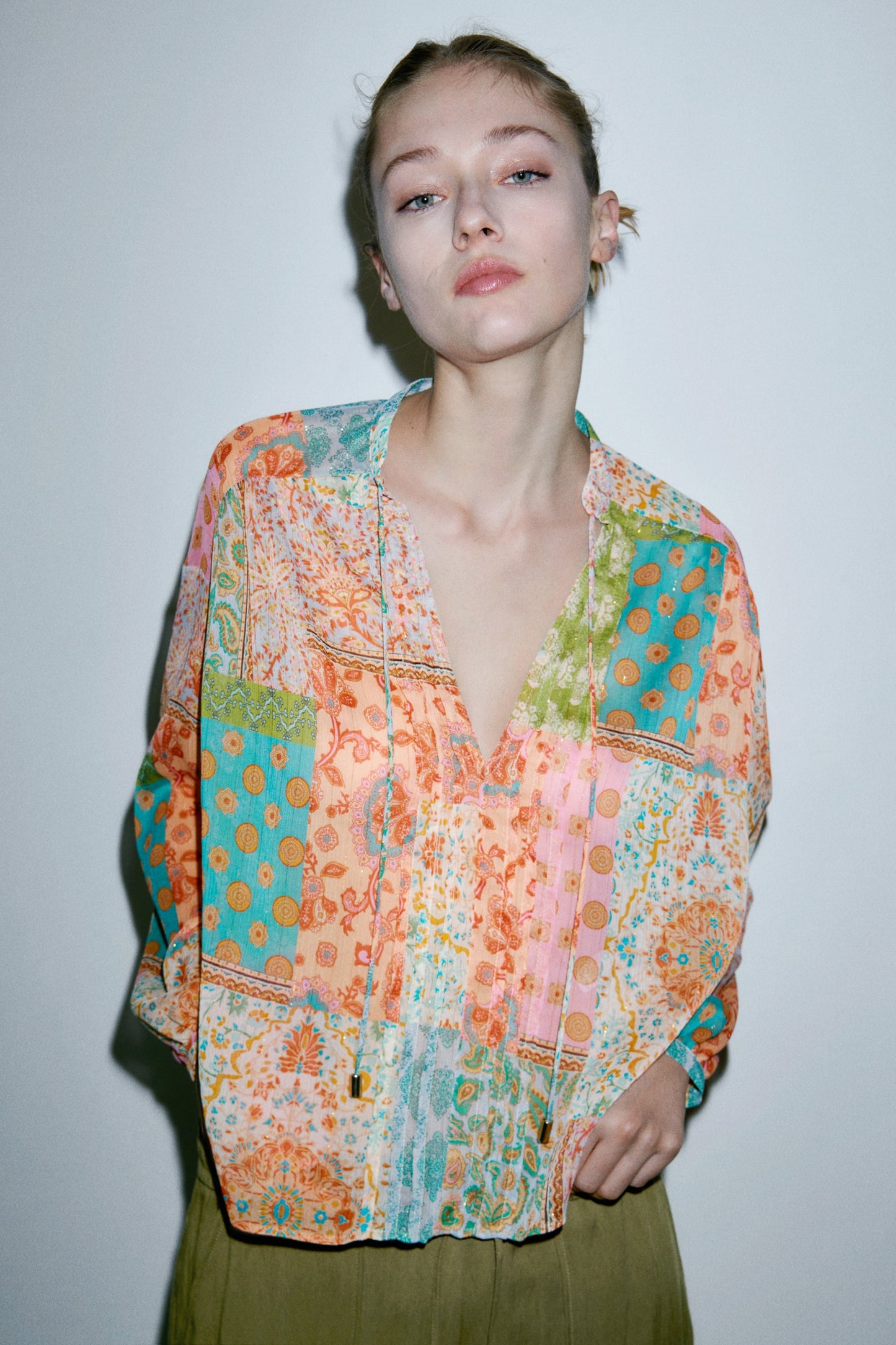 Floral color block Blouse