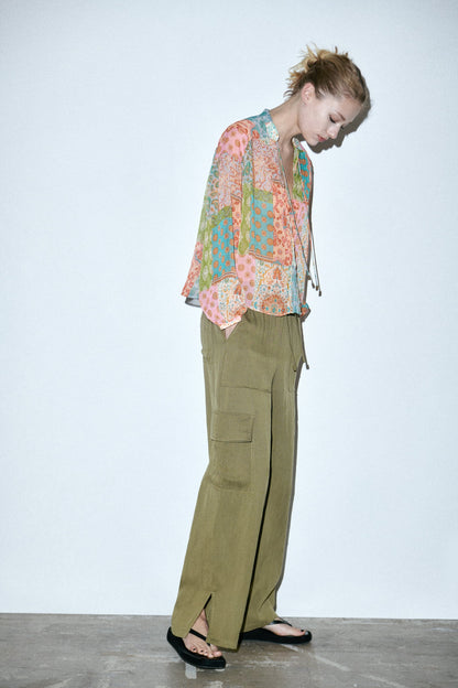 Floral color block Blouse