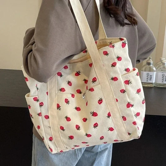 Forest Corduroy Simple Shoulder Bag