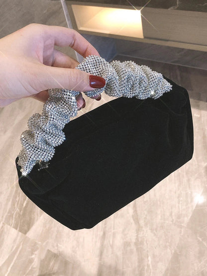 Velvet Rhinestone Formal Evening Clutch Purse