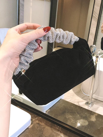 Velvet Rhinestone Formal Evening Clutch Purse