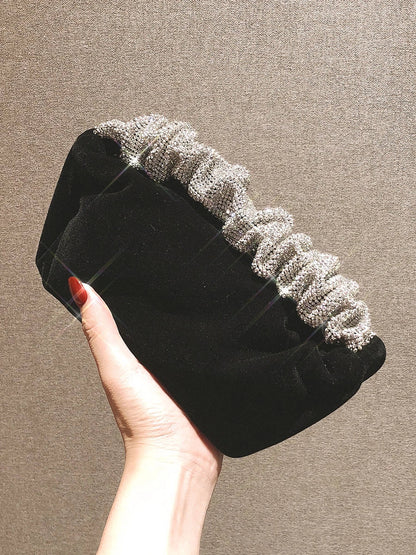 Velvet Rhinestone Formal Evening Clutch Purse
