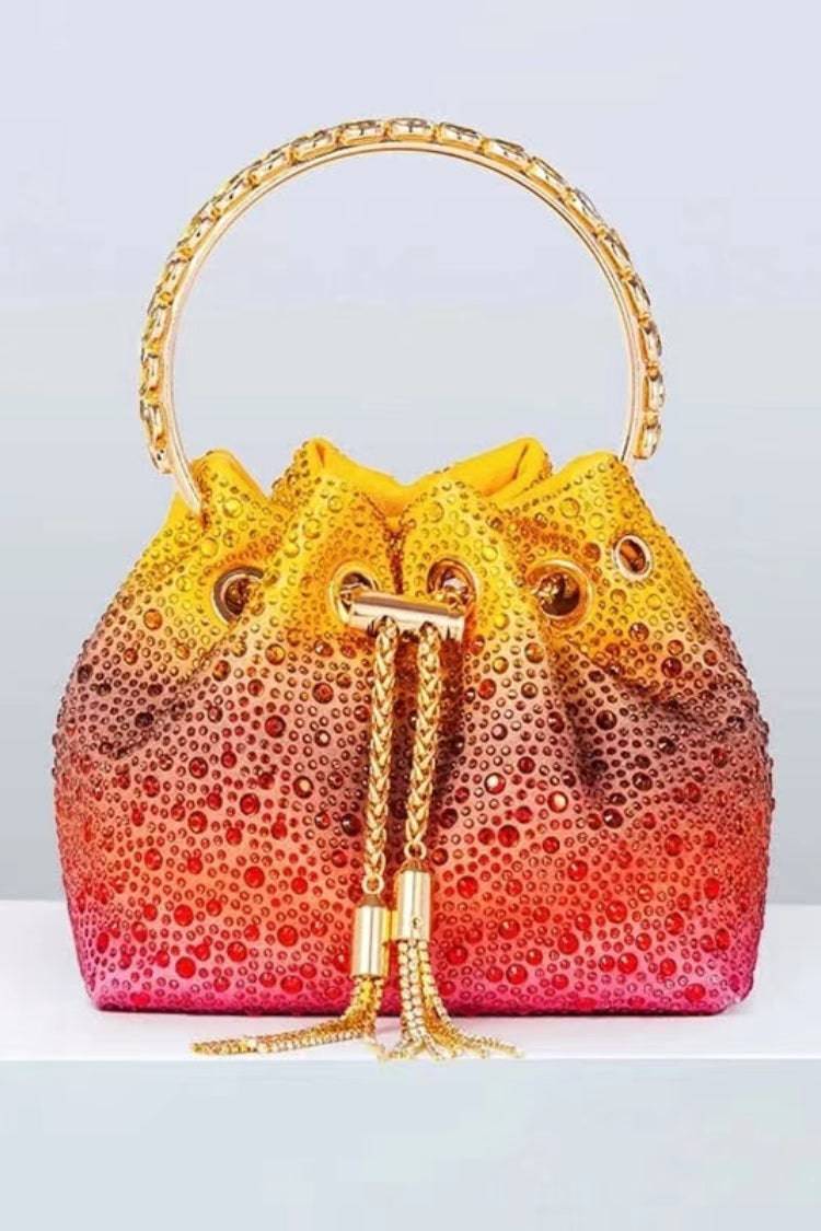 Harlow Multicolored Crystal Embellished Bucket Bag