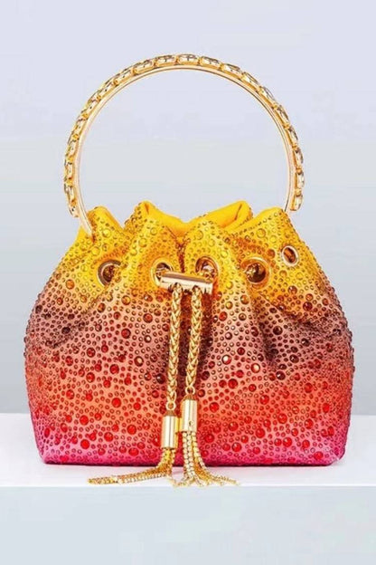Harlow Multicolored Crystal Embellished Bucket Bag