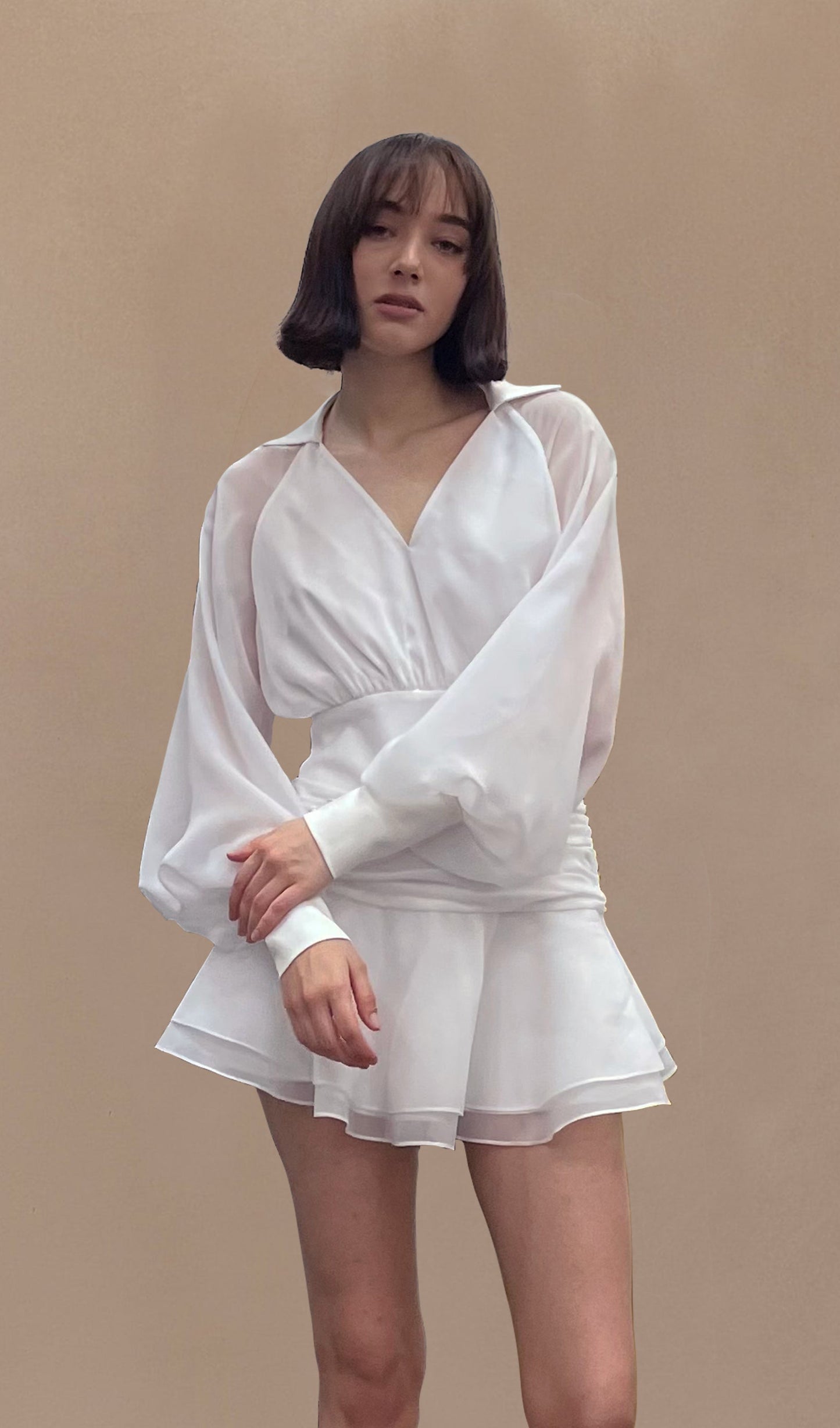 Angelina | Lantern Sleeve Mini Dress