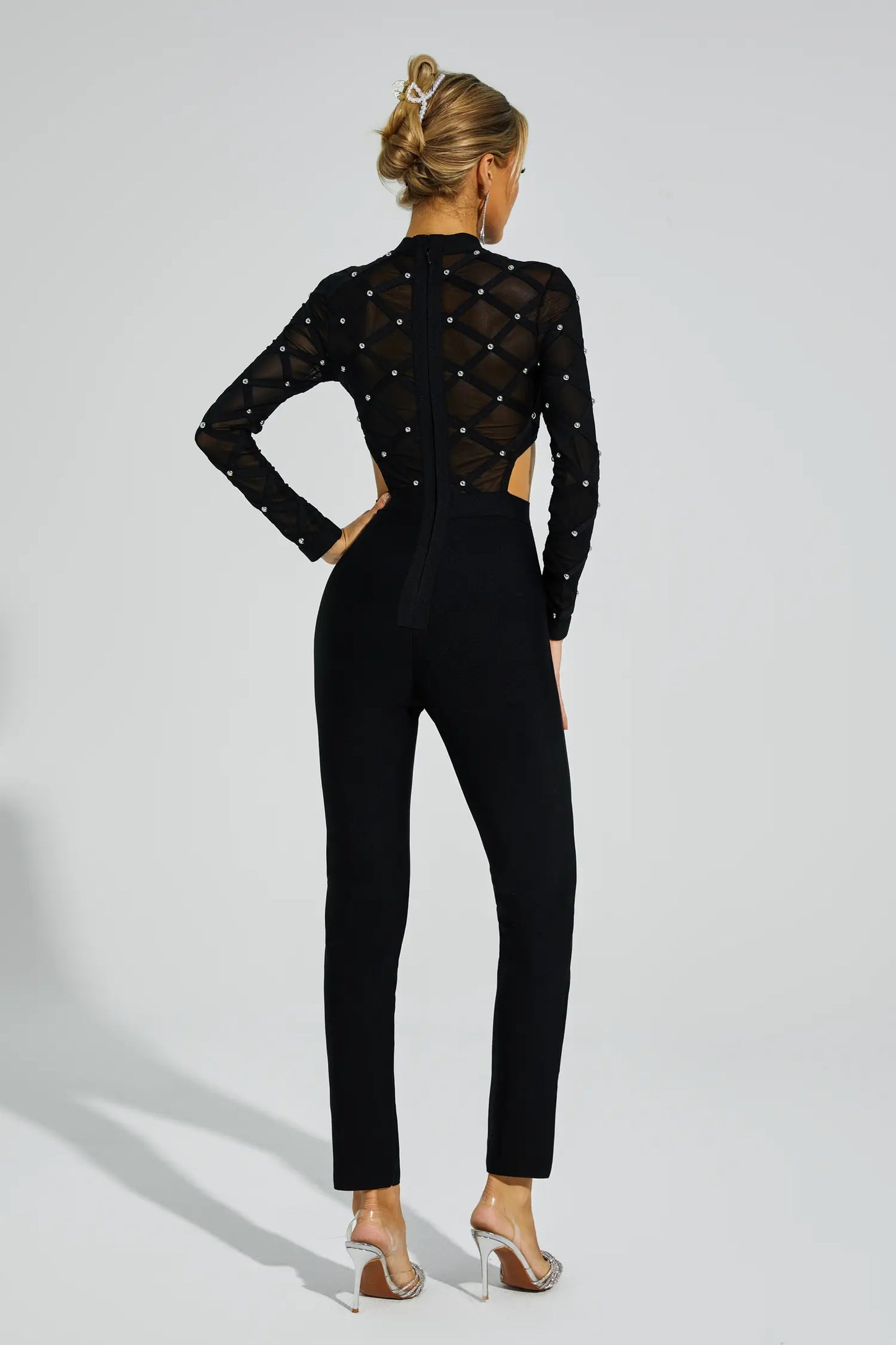 Carr Black Beaded Cut Out Jumpsuit
