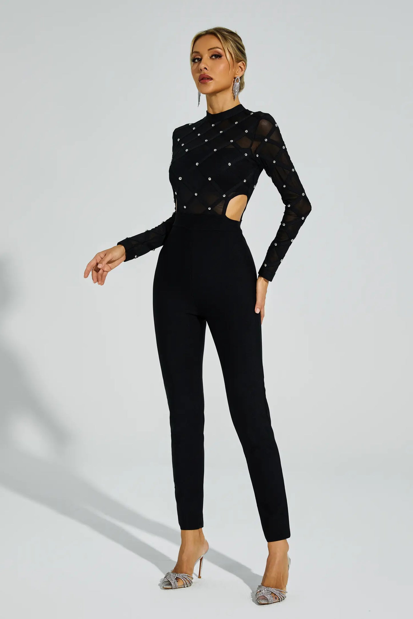 Carr Black Beaded Cut Out Jumpsuit