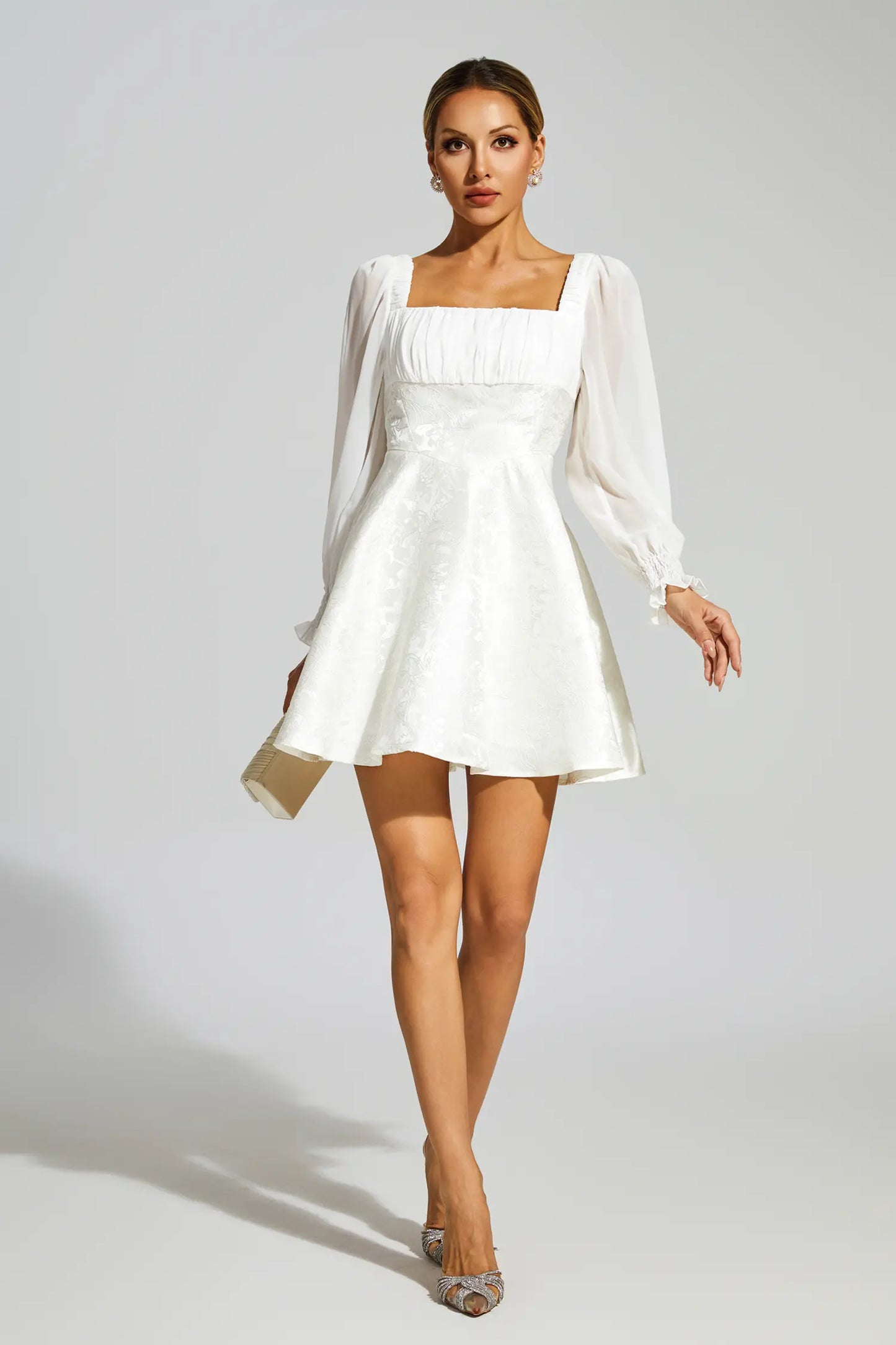 Francis White Lantern Sleeves Mini Dress