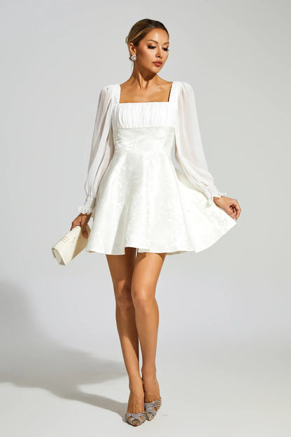 Francis White Lantern Sleeves Mini Dress