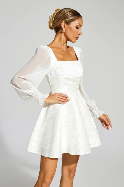 Francis White Lantern Sleeves Mini Dress