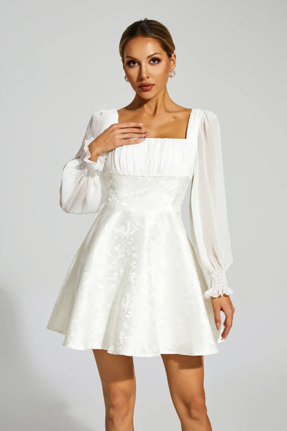 Francis White Lantern Sleeves Mini Dress