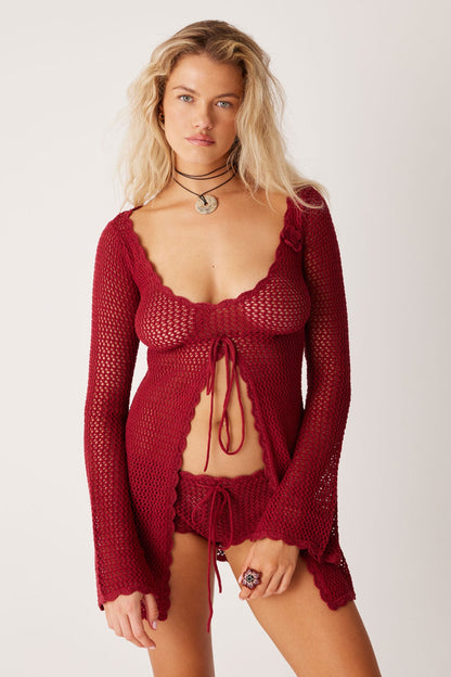 Doris Scalloped Crochet Beach Tunic