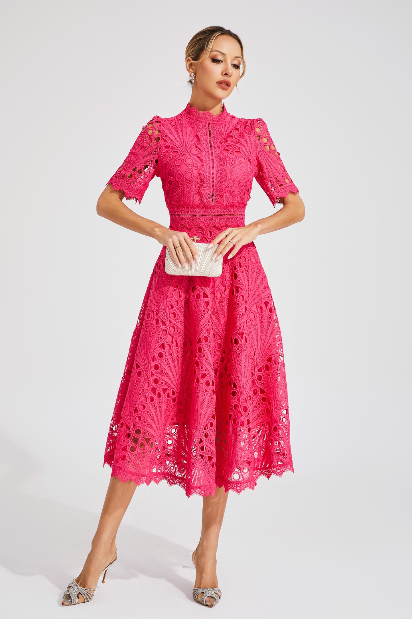 Freeman Rose Red Cut Out Midi Dress