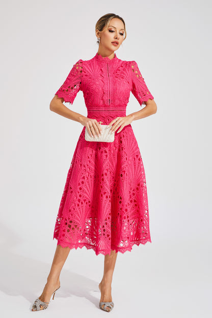 Freeman Rose Red Cut Out Midi Dress