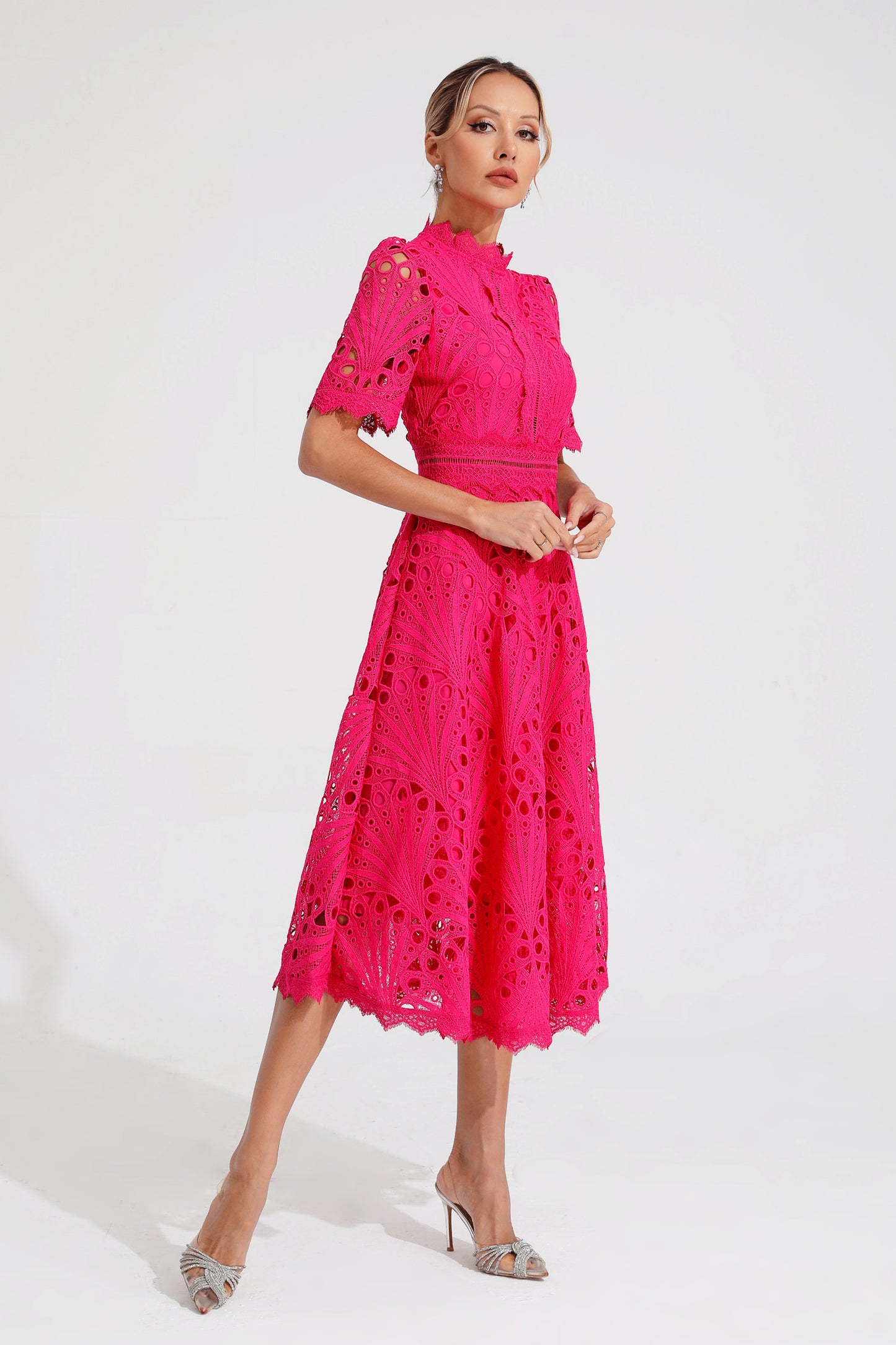 Freeman Rose Red Cut Out Midi Dress