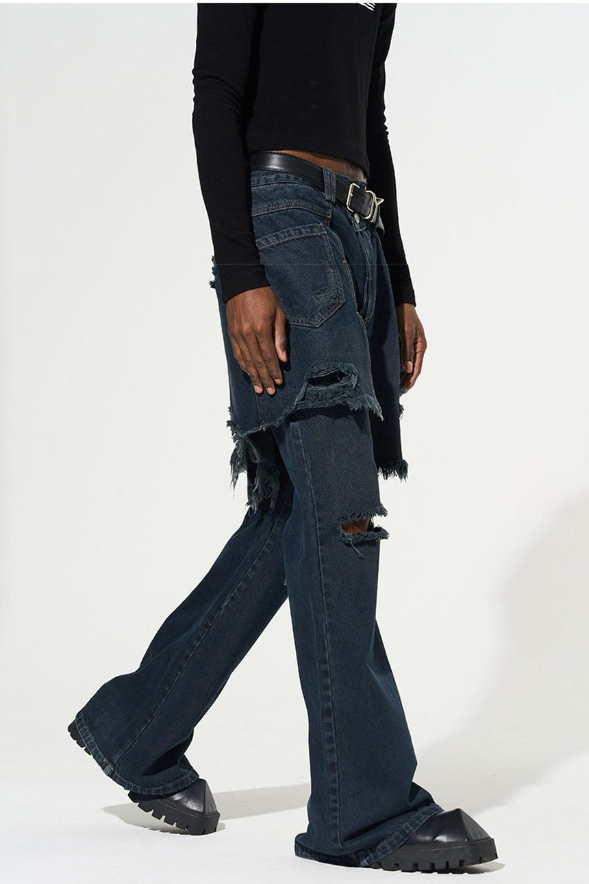 Freesia Torn Fringe Patchwork Jeans