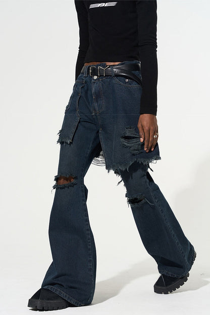 Freesia Torn Fringe Patchwork Jeans