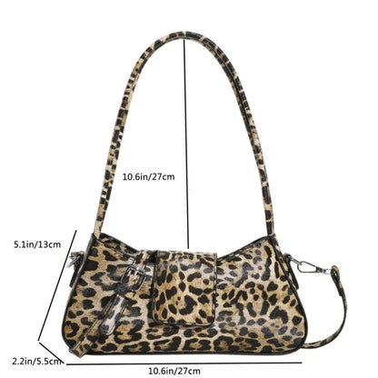Brown Leopard PU Leather Crossbody Shoulder Bag