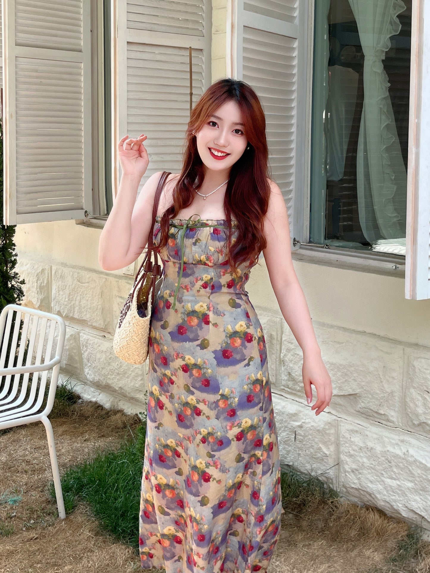 French Oil Painting Resort Maxi Dress