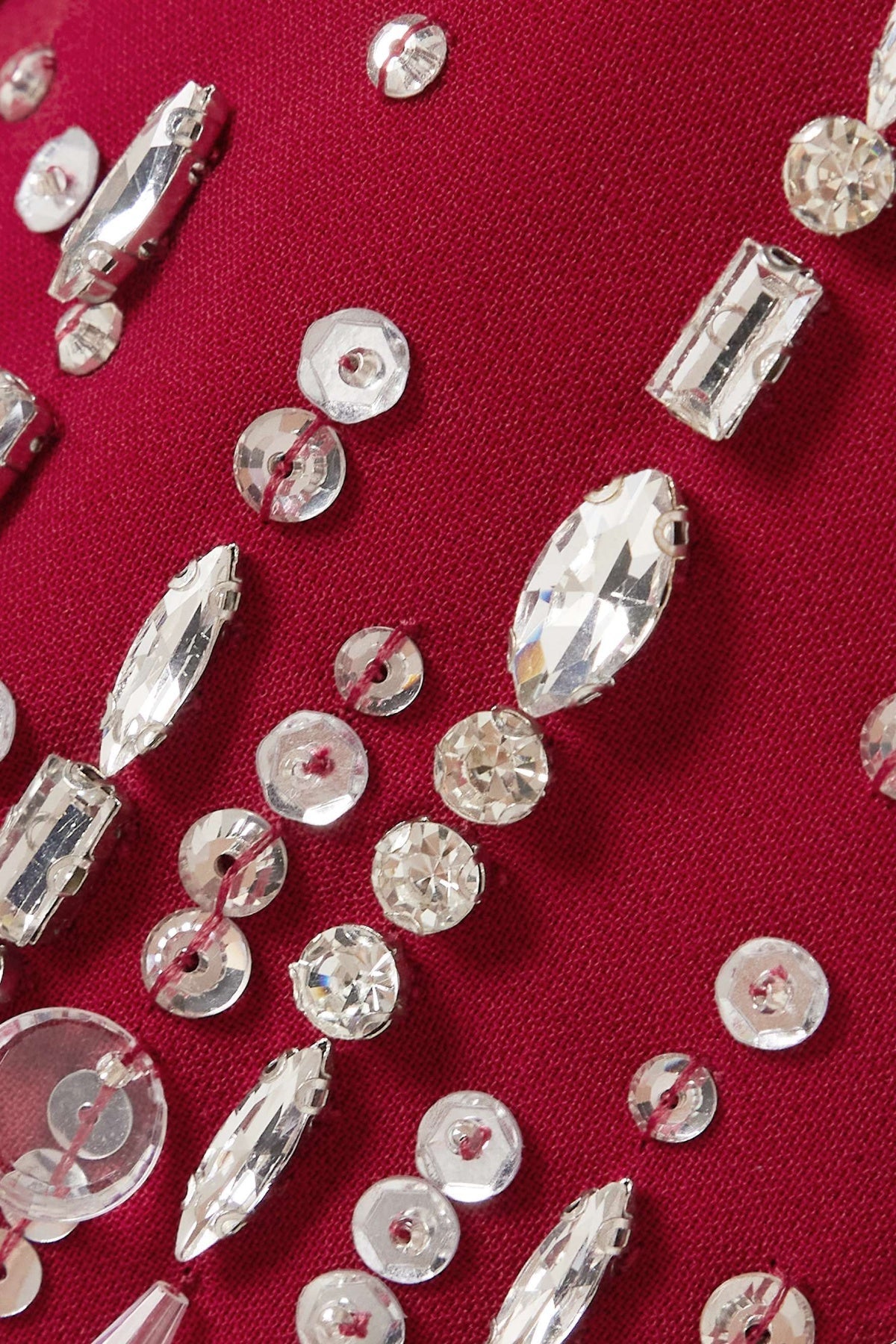 Fulia Diamante Embellished Midi Dress - Red