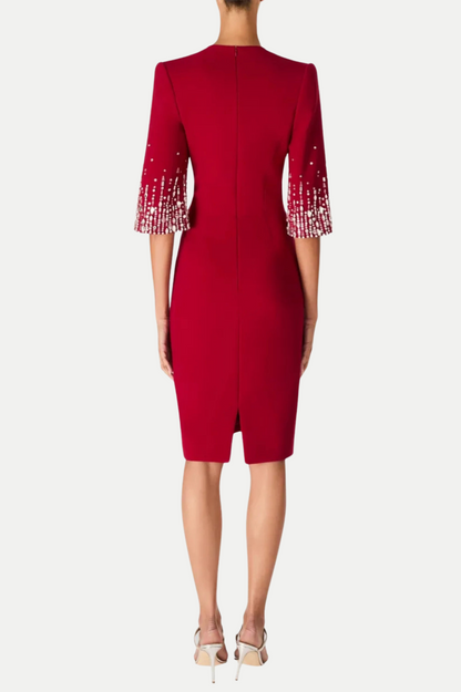 Fulia Diamante Embellished Midi Dress - Red
