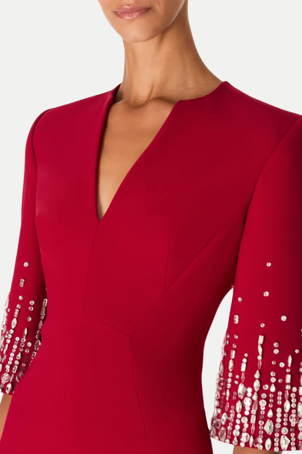 Fulia Diamante Embellished Midi Dress - Red