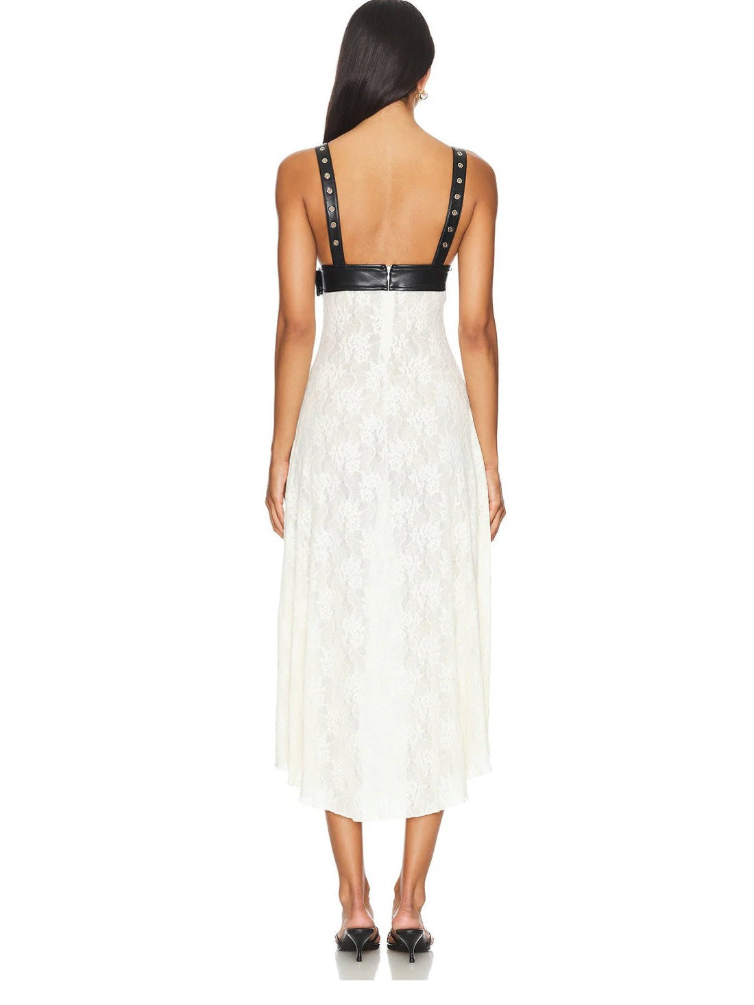 Floral Lace Belt Bodice Midi Dress