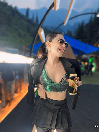 Pleated Short Drawstring Skort Skirt