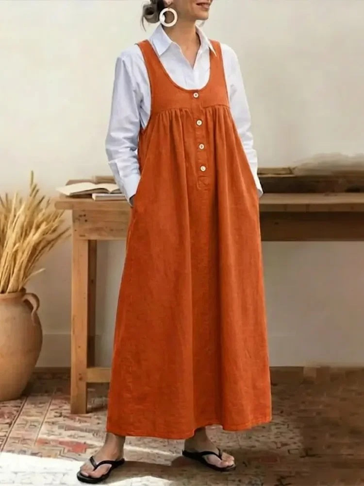 Solid Color Mid-length Slimming Dress