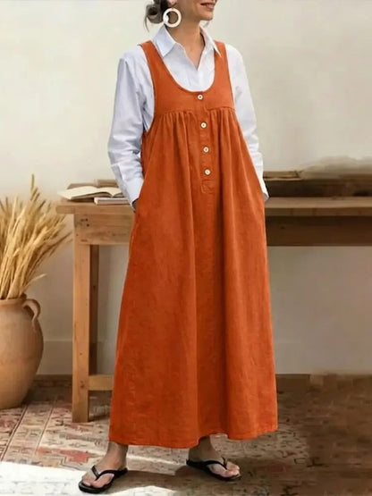 Solid Color Mid-length Slimming Dress