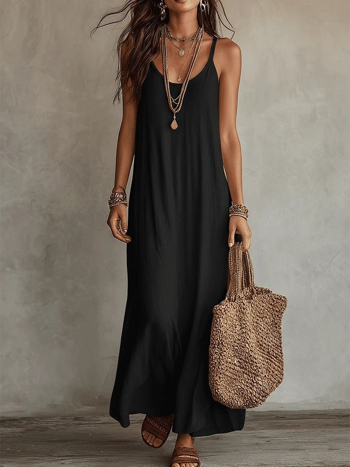 Solid Color Midi Dress