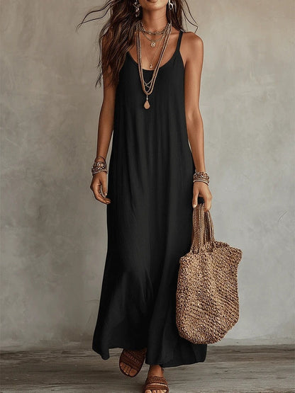Solid Color Midi Dress